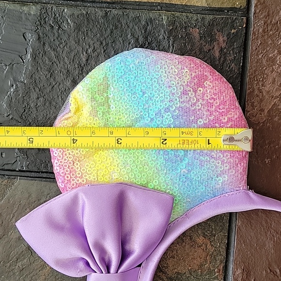 DISNEY Minnie Mouse Ears Headband, rainbow ears with a purple bow, NWOT - Picture 7 of 9